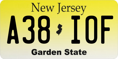 NJ license plate A38IOF
