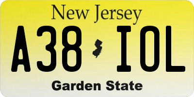 NJ license plate A38IOL