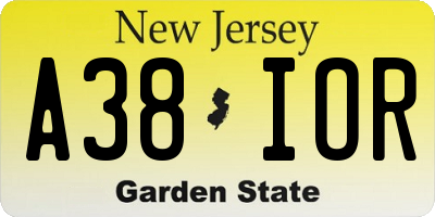 NJ license plate A38IOR