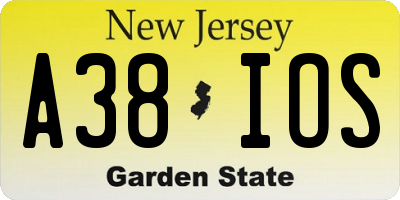 NJ license plate A38IOS