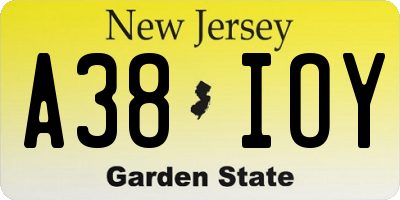NJ license plate A38IOY