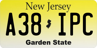 NJ license plate A38IPC