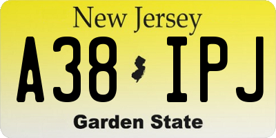 NJ license plate A38IPJ