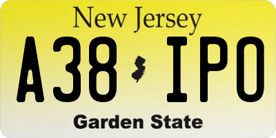 NJ license plate A38IPO