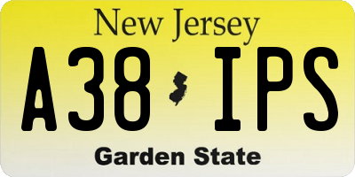 NJ license plate A38IPS