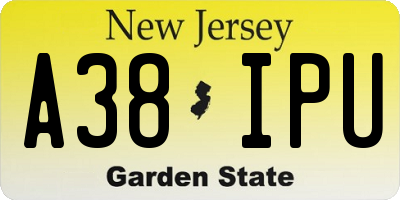 NJ license plate A38IPU
