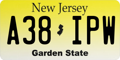 NJ license plate A38IPW
