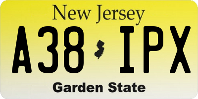 NJ license plate A38IPX