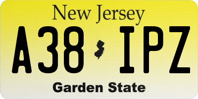 NJ license plate A38IPZ