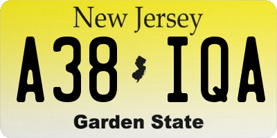 NJ license plate A38IQA