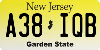 NJ license plate A38IQB