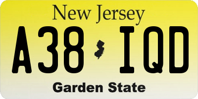 NJ license plate A38IQD