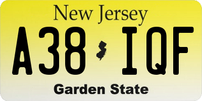 NJ license plate A38IQF