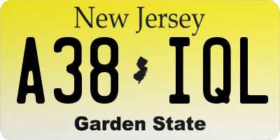 NJ license plate A38IQL