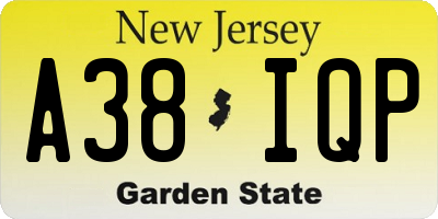 NJ license plate A38IQP