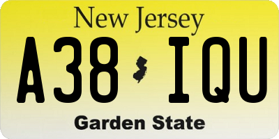 NJ license plate A38IQU