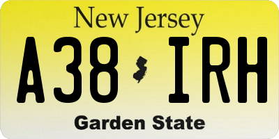 NJ license plate A38IRH