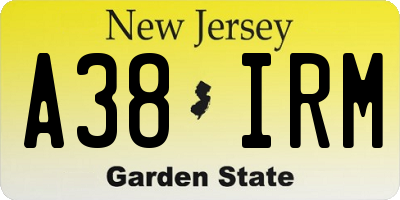 NJ license plate A38IRM