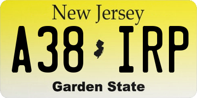 NJ license plate A38IRP
