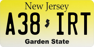NJ license plate A38IRT
