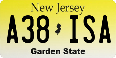 NJ license plate A38ISA