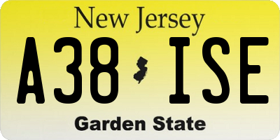 NJ license plate A38ISE