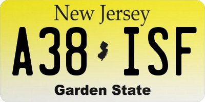 NJ license plate A38ISF