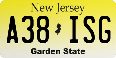 NJ license plate A38ISG