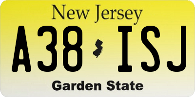 NJ license plate A38ISJ