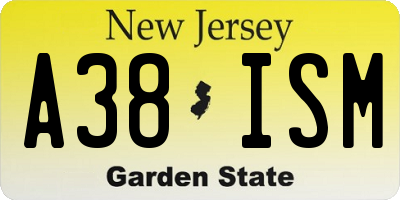 NJ license plate A38ISM