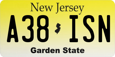 NJ license plate A38ISN