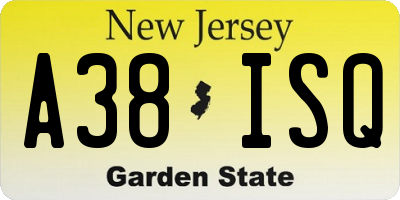 NJ license plate A38ISQ