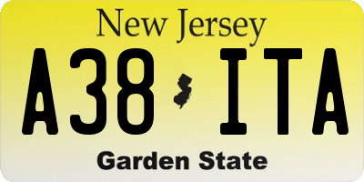 NJ license plate A38ITA