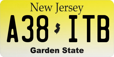 NJ license plate A38ITB