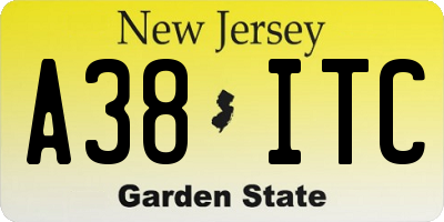 NJ license plate A38ITC