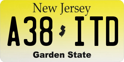 NJ license plate A38ITD
