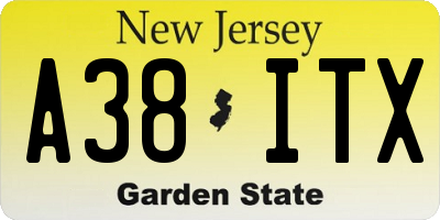 NJ license plate A38ITX
