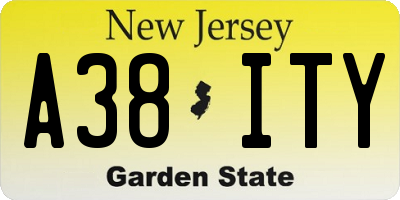 NJ license plate A38ITY