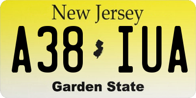 NJ license plate A38IUA