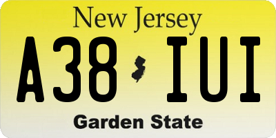 NJ license plate A38IUI
