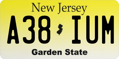 NJ license plate A38IUM