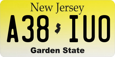 NJ license plate A38IUO
