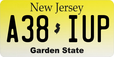 NJ license plate A38IUP