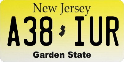 NJ license plate A38IUR
