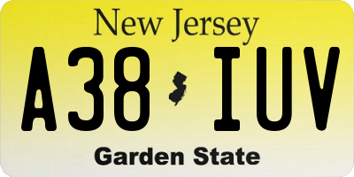 NJ license plate A38IUV