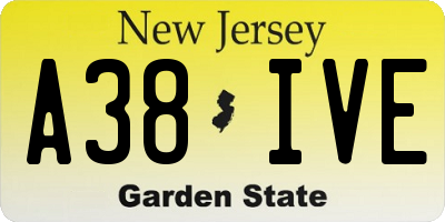 NJ license plate A38IVE