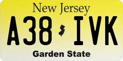 NJ license plate A38IVK