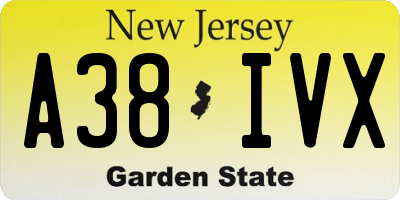 NJ license plate A38IVX