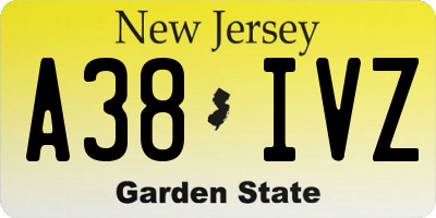 NJ license plate A38IVZ