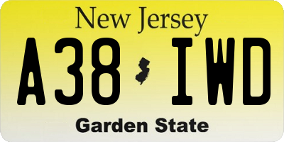 NJ license plate A38IWD